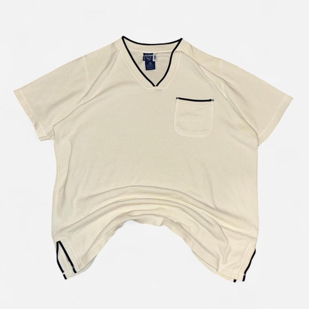 Vintage Venezia Jeans white V neck terry cloth pocket tee